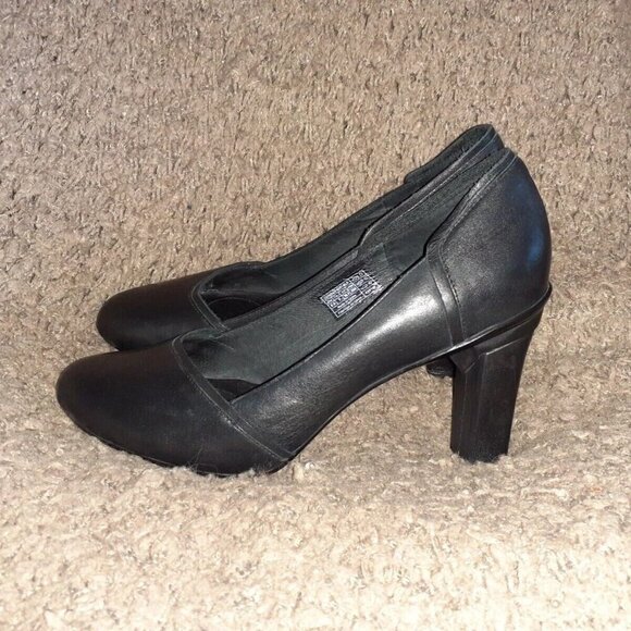 TSUBO-Avoca-Black Leather Block Heel Pumps-Size 8.5-Near Mint - Picture 2 of 7